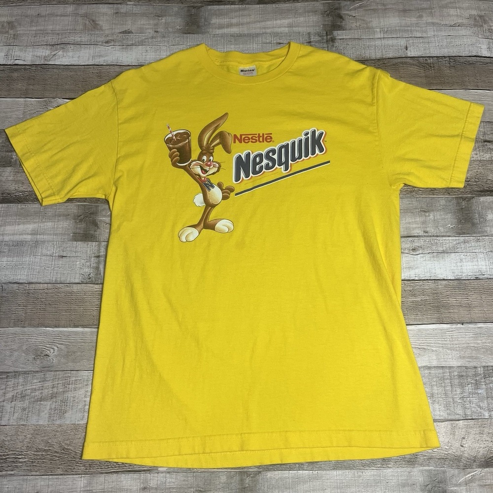 Nesquik Shirt Size Large Yellow Vintage Murina Food Mascot Nostalgia